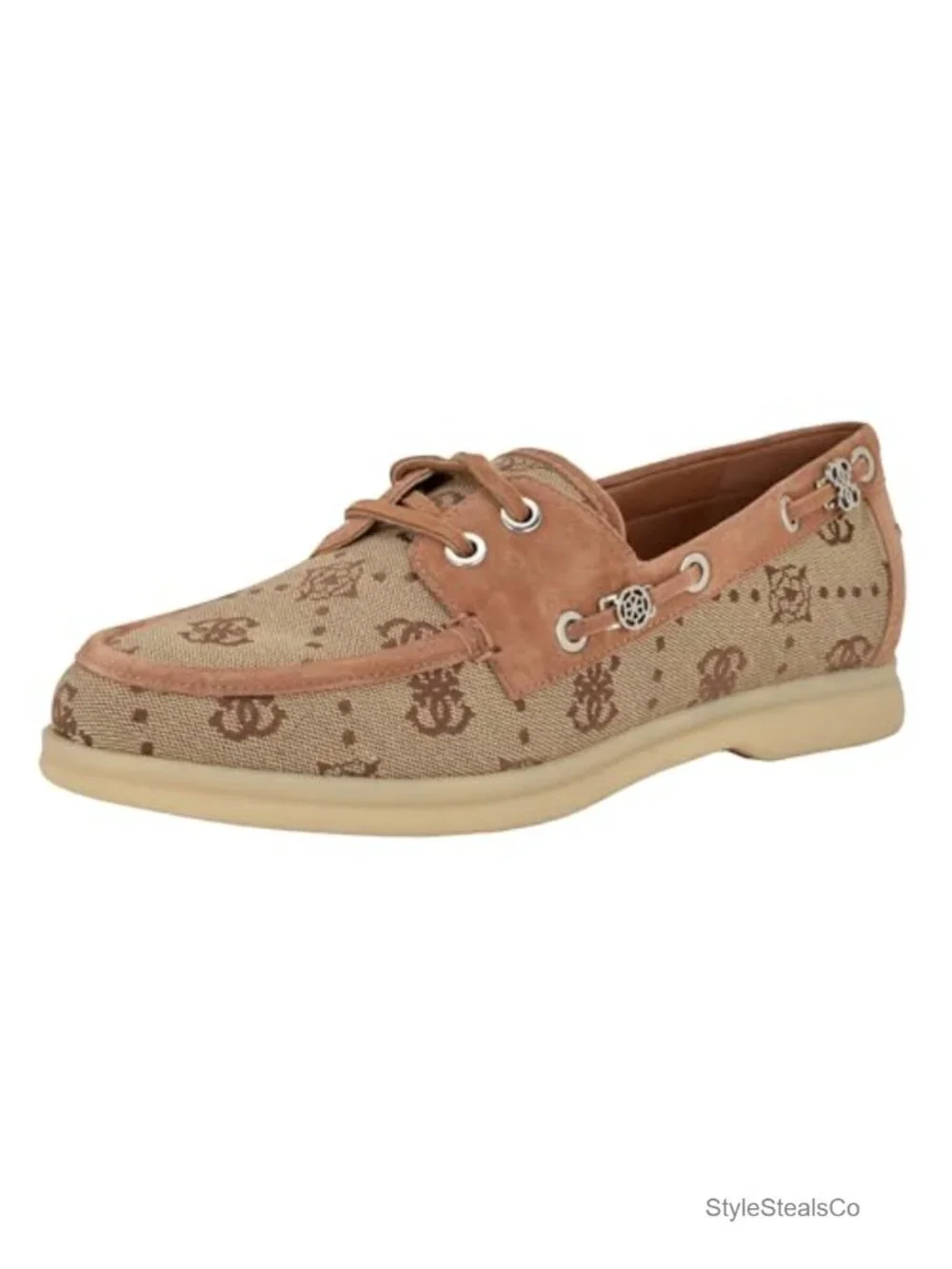 Tie Laced Loafers with Peony Charms Suede Slip-Ons